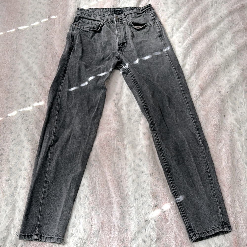 Cotton:On, size 28, tapered leg, black acid wash/ dark grey Jeans.